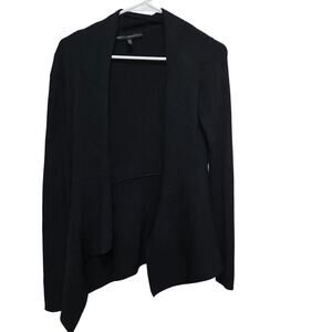 WHBM Black Ribbed Open Front Drape Cardigan Small